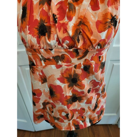 Vintage y2k Ann Taylor  Floral Babydoll Tank Sz L Tropical Vacation Summer Retro - Picture 5 of 6